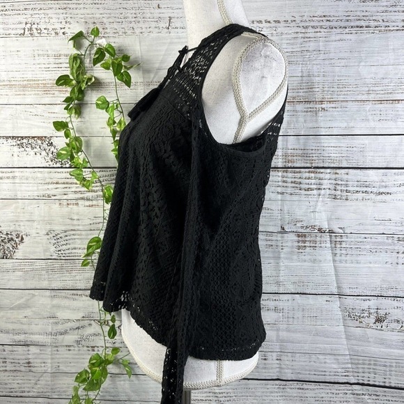 Hollister Blouse Extra Small Black Lace Cold Shoulder Cocktail Evening Gothic - Picture 9 of 11